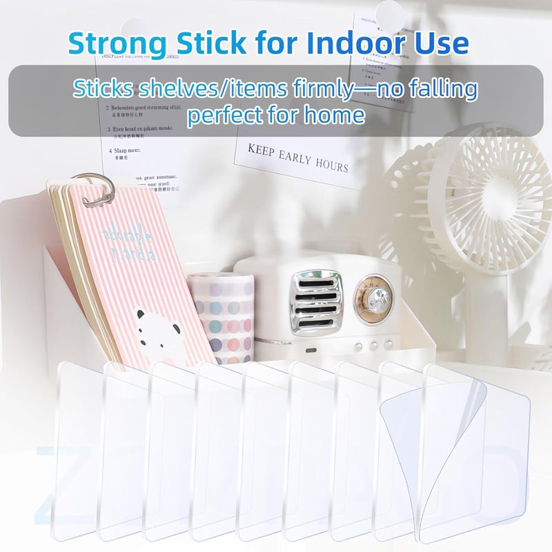 ZOMPAGO 10PCS Premium Double Sided Mounting Squares Clear Tape,Heavy Duty Adhesive Pads for Pictures,Poster Hanging Strips - Strong Sticky Tack,Waterproof Adhesive for Shower,Wall Patch,Sticky Pads - Image 5
